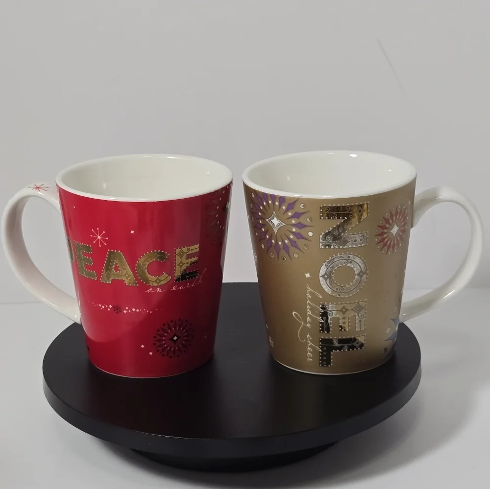 Starbucks 2006 cups mugs peace noel lot of 2 - Picture 1 of 6